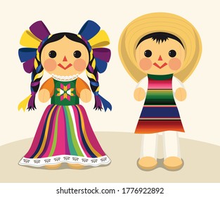 Mexican Traditional Ragdolls – Vector Illustration
