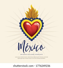 Mexican Traditional Sacred Brass Hearts from San Miguel de Allende; México – Copy Space Composition