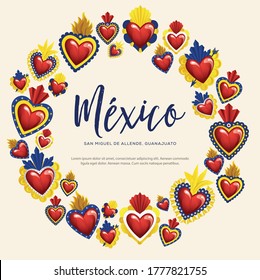 Corazones tradicionales de latón sagrado de San Miguel de Allende; México - Copiar composición espacial