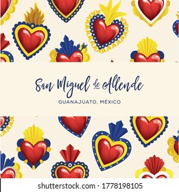 Mexican Traditional Sacred Brass Hearts from San Miguel de Allende; México – Copy Space Composition