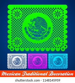 Mexican traditional street holiday decoration, vector illustration set.
