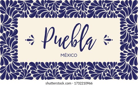 Mexican Traditional Talavera Style from Puebla; México – Horizontal banner. Copy Space Composition