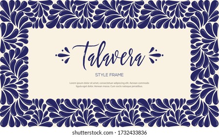 Mexican Traditional Talavera Style from Puebla; México – Horizontal banner. Copy Space Composition