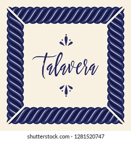 Mexican Traditional Talavera Style Tiles from Puebla; México – Copy Space Floral Composition with Birds