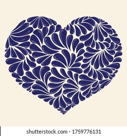 Mexican Traditional Talavera Style Tiles from Puebla; México – Heart Shape Composition