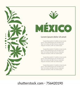 Mexican Traditional Textile Embroidery Style from Tenango, Hidalgo; México – Copy Space Floral Composition