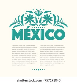 Mexican Traditional Textile Embroidery Style from Tenango, Hidalgo; México – Copy Space Floral Composition 
