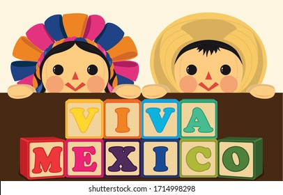 Juguetes tradicionales mexicanos - Ilustración vectorial - Copiar espacio