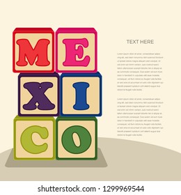 Mexican Traditional Wood Blocks Toy – Vector Illustration – Copy Space