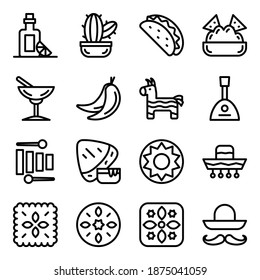 
Mexican Traditions Icons in Modern Filled Style 