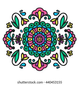 Mexican tribal ornament. Folkloric ornament. Bohemian ethnic print for fashion, clothes, embroidery. Boho style. Vector illustration.