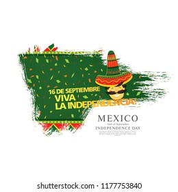 Mexican vector banner layout design. Mexican translation of the inscription: Viva Mexico! Happy Independence day!