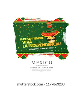 Mexican vector banner layout design. Mexican translation of the inscription: 16 th of September. Happy Independence day!