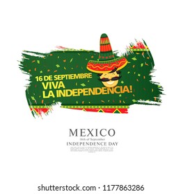 Mexican vector banner layout design. Mexican translation of the inscription: 16 th of September. Happy Independence day!