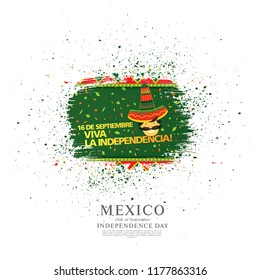 Mexican vector banner layout design. Mexican translation of the inscription: 16 th of September. Happy Independence day!