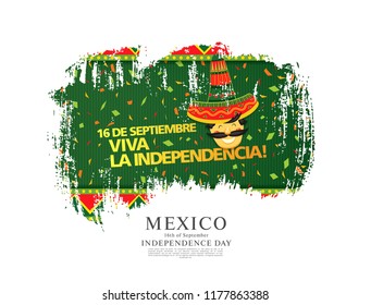 Mexican vector banner layout design. Mexican translation of the inscription: 16 th of September. Happy Independence day!