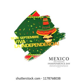 Mexican vector banner layout design. Mexican translation of the inscription: 16 th of September. Happy Independence day!