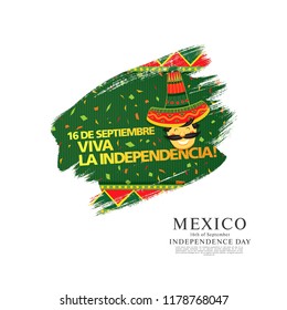 Mexican vector banner layout design. Mexican translation of the inscription: 16 th of September. Happy Independence day!