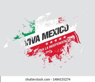 Mexican vector banner layout design. Mexican translation of the inscription: Viva Mexico. Happy independence day