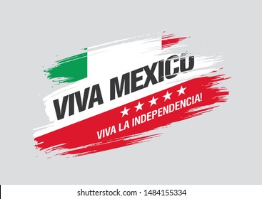 Mexican vector banner layout design. Mexican translation of the inscription: Viva Mexico. Happy independence day