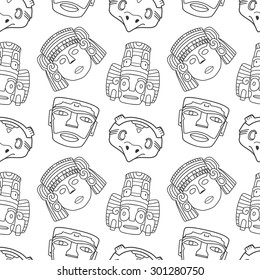 Mexican vector masks seamless pattern  in cartoon style on white background