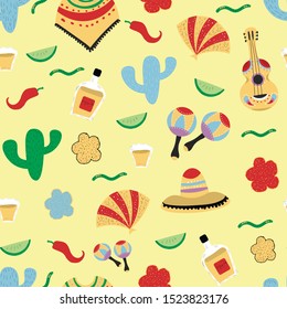 mexican vector seamless pattern . Concept for print, textile, wallpaper, cards