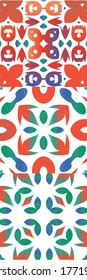 Mexican vintage talavera tiles. Collection of vector seamless patterns. Fashionable design. Red antique backgrounds for pillows, print, wallpaper, web backdrop, towels, surface texture.