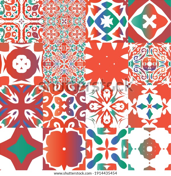 Mexican Vintage Talavera Tiles Collection Vector Stock Vector (Royalty ...