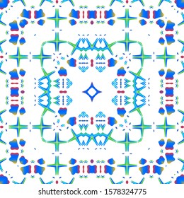 Mexican vintage talavera tiles. Colored design. Vector seamless pattern trellis. Red antique background for pillows, print, wallpaper, web backdrop, towels, surface texture.
