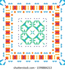 Mexican vintage talavera tiles. Colored design. Vector seamless pattern trellis. Multi colored antique background for pillows, print, wallpaper, web backdrop, towels, surface texture.