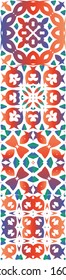 Mexican vintage talavera tiles. Colored design. Set of vector seamless patterns. Red antique backgrounds for pillows, print, wallpaper, web backdrop, towels, surface texture.