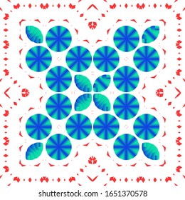 Mexican vintage talavera tiles. Creative design. Vector seamless pattern collage. Red antique background for pillows, print, wallpaper, web backdrop, towels, surface texture.