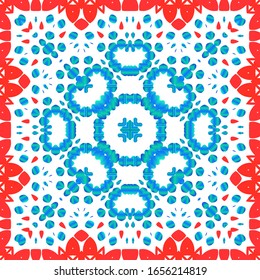 Mexican vintage talavera tiles. Creative design. Vector seamless pattern collage. Red antique background for pillows, print, wallpaper, web backdrop, towels, surface texture.