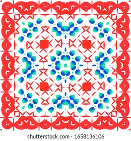 Mexican vintage talavera tiles. Creative design. Vector seamless pattern collage. Red antique background for pillows, print, wallpaper, web backdrop, towels, surface texture.
