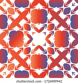 Mexican vintage talavera tiles. Creative design. Vector seamless pattern texture. Red antique background for pillows, print, wallpaper, web backdrop, towels, surface texture.