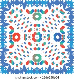 Mexican vintage talavera tiles. Creative design. Vector seamless pattern collage. Red antique background for pillows, print, wallpaper, web backdrop, towels, surface texture.
