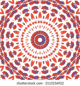 Mexican vintage talavera tiles. Creative design. Vector seamless pattern watercolor. Red antique background for pillows, print, wallpaper, web backdrop, towels, surface texture.