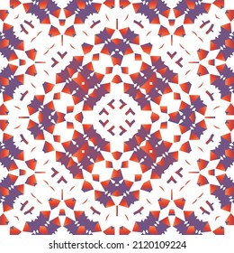 Mexican vintage talavera tiles. Creative design. Vector seamless pattern watercolor. Red antique background for pillows, print, wallpaper, web backdrop, towels, surface texture.