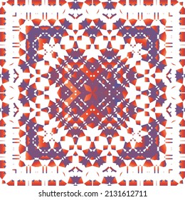 Mexican vintage talavera tiles. Creative design. Vector seamless pattern watercolor. Red antique background for pillows, print, wallpaper, web backdrop, towels, surface texture.