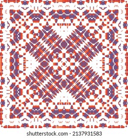 Mexican vintage talavera tiles. Creative design. Vector seamless pattern watercolor. Red antique background for pillows, print, wallpaper, web backdrop, towels, surface texture.