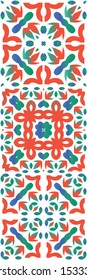 Mexican vintage talavera tiles. Fashionable design. Set of vector seamless patterns. Red antique backgrounds for pillows, print, wallpaper, web backdrop, towels, surface texture.