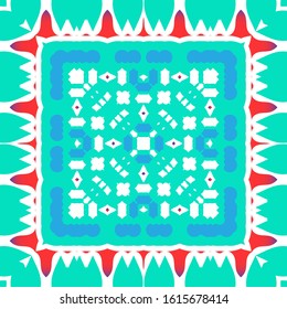 Mexican vintage talavera tiles. Fashionable design. Vector seamless pattern frame. Red antique background for pillows, print, wallpaper, web backdrop, towels, surface texture.