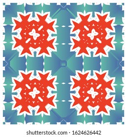 Mexican vintage talavera tiles. Fashionable design. Vector seamless pattern frame. Red antique background for pillows, print, wallpaper, web backdrop, towels, surface texture.