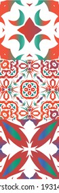 Mexican vintage talavera tiles. Fashionable design. Kit of vector seamless patterns. Red antique backgrounds for pillows, print, wallpaper, web backdrop, towels, surface texture.