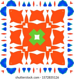 Mexican vintage talavera tiles. Geometric design. Vector seamless pattern flyer. Red antique background for pillows, print, wallpaper, web backdrop, towels, surface texture.