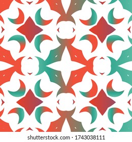 Mexican vintage talavera tiles. Geometric design. Vector seamless pattern illustration. Red antique background for pillows, print, wallpaper, web backdrop, towels, surface texture.