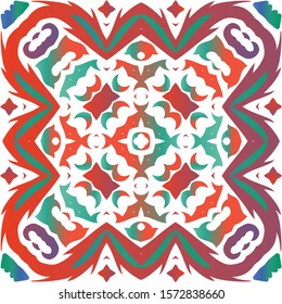 Mexican vintage talavera tiles. Graphic design. Vector seamless pattern flyer. Red antique background for pillows, print, wallpaper, web backdrop, towels, surface texture.