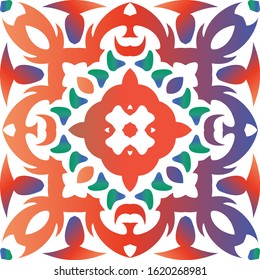 Mexican vintage talavera tiles. Graphic design. Vector seamless pattern illustration. Red antique background for pillows, print, wallpaper, web backdrop, towels, surface texture.