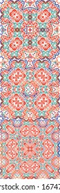 Mexican vintage talavera tiles. Graphic design. Collection of vector seamless patterns. Red antique backgrounds for pillows, print, wallpaper, web backdrop, towels, surface texture.