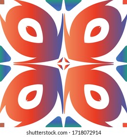 Mexican vintage talavera tiles. Hand drawn design. Vector seamless pattern theme. Red antique background for pillows, print, wallpaper, web backdrop, towels, surface texture.